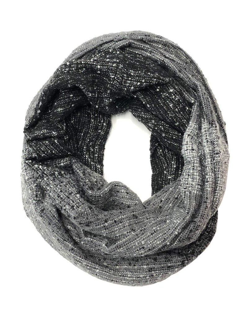 Bowbear Womens Tricolor Winter Knit Infinity Scarf, Grays - Image 1